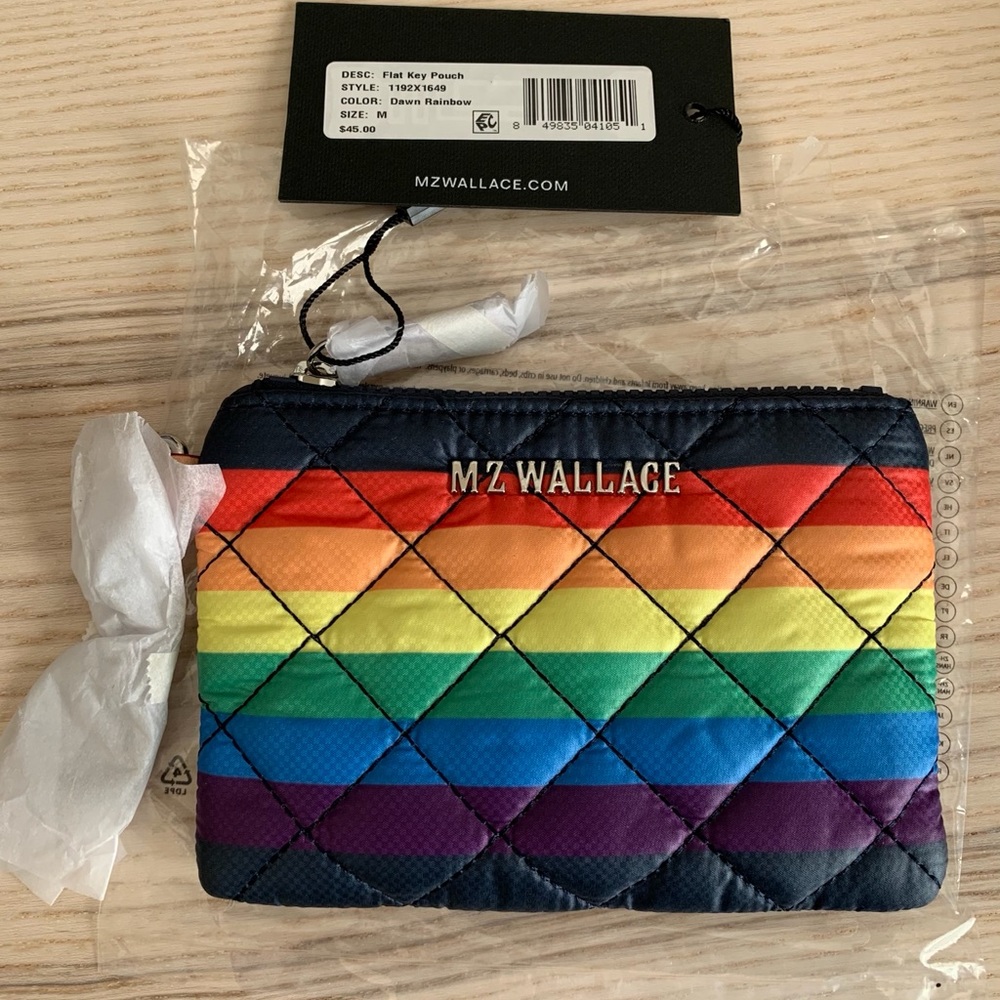 NWT MZ Wallace Flat Metro Key Pouch Dawn Rainbow